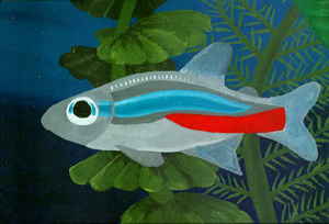 acrylic painting of a neon tetra