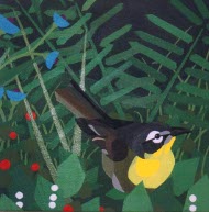 acrylic painting of a yellow bird